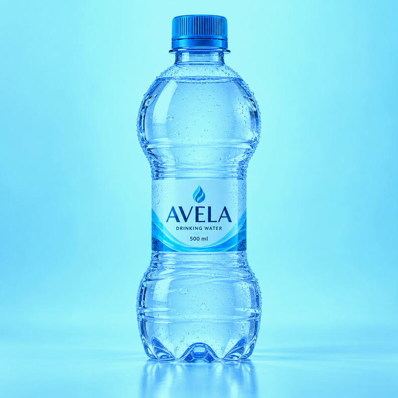 AVELA 500 ml blue bottle — packaging concept